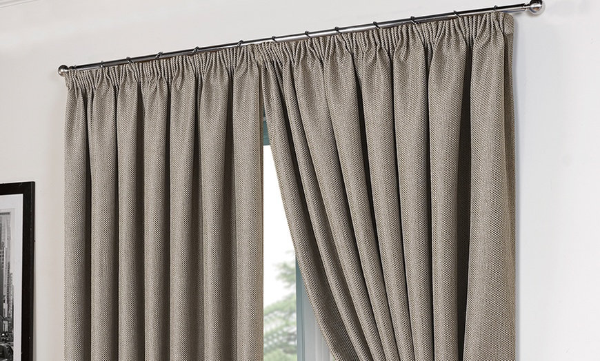 Image 1: Basket Weave Blackout Curtains