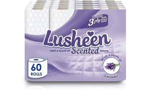 60 Lusheen Lavender Three-Ply Quilted Toilet Rolls