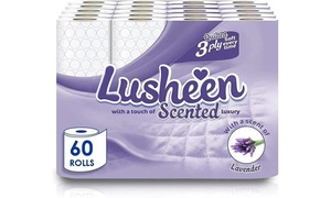 60 Lusheen Lavender Three-Ply Quilted Toilet Rolls