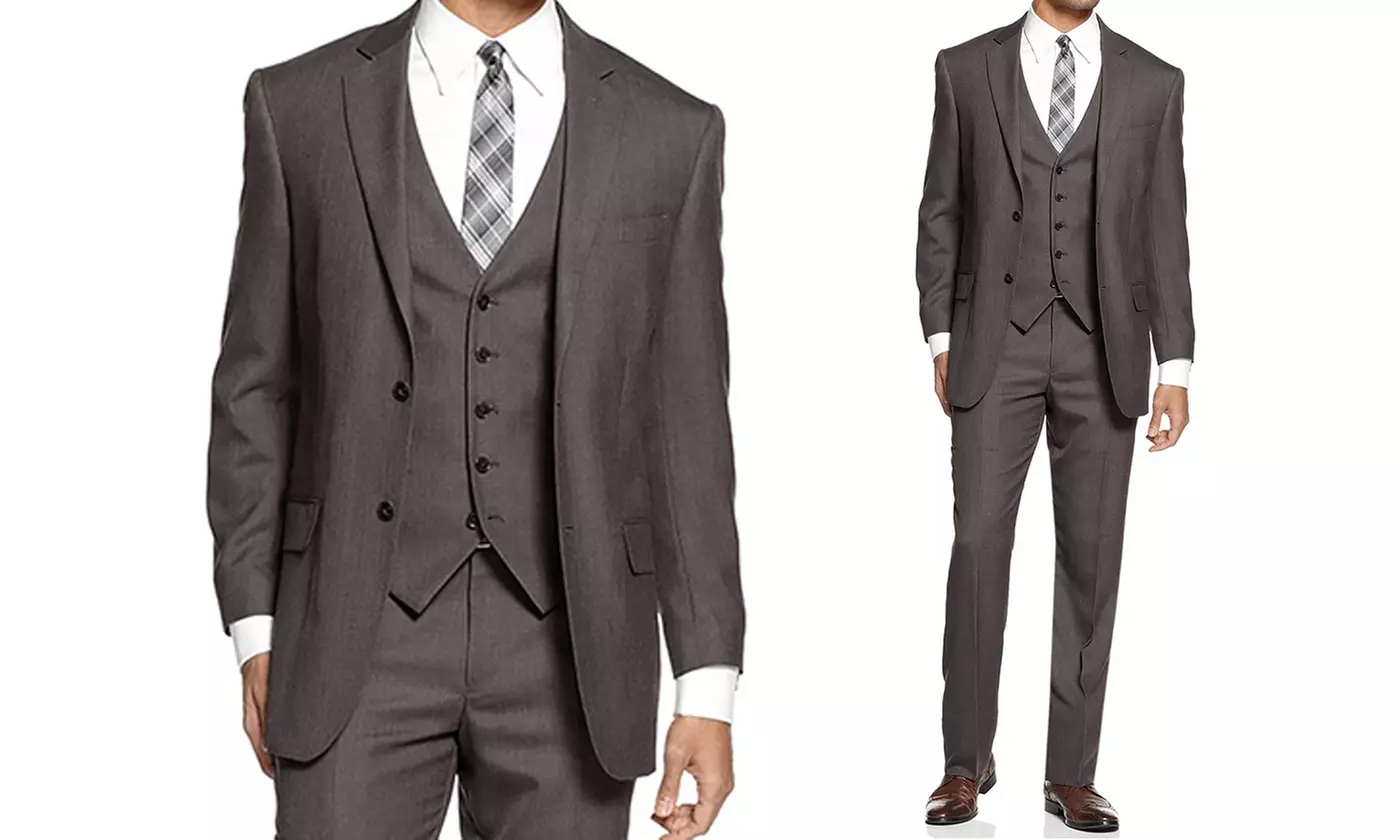 Mundo Slim-Fit Sharkskin Suits (3-Piece) - Second Medium
