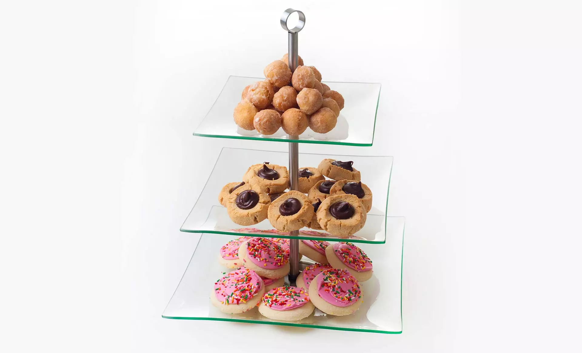 Three-Tiered Square Glass Buffet and Dessert Stand. Free Returns. - Primary Image