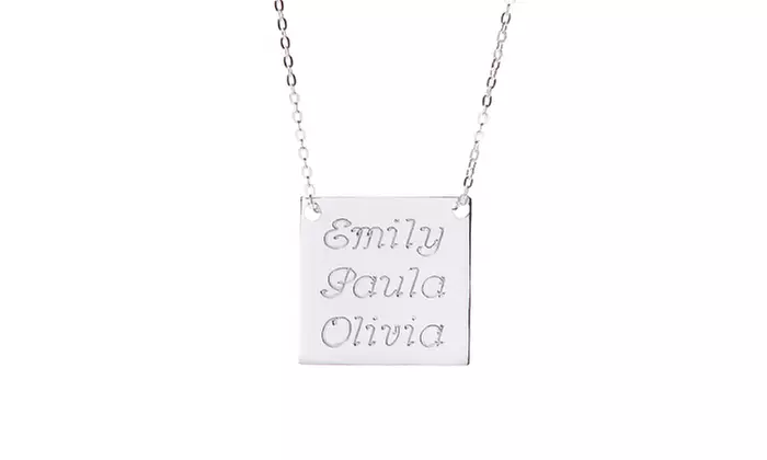 Personalized Famiglia Square Necklace from NameJewelrySpot.com - Primary Image