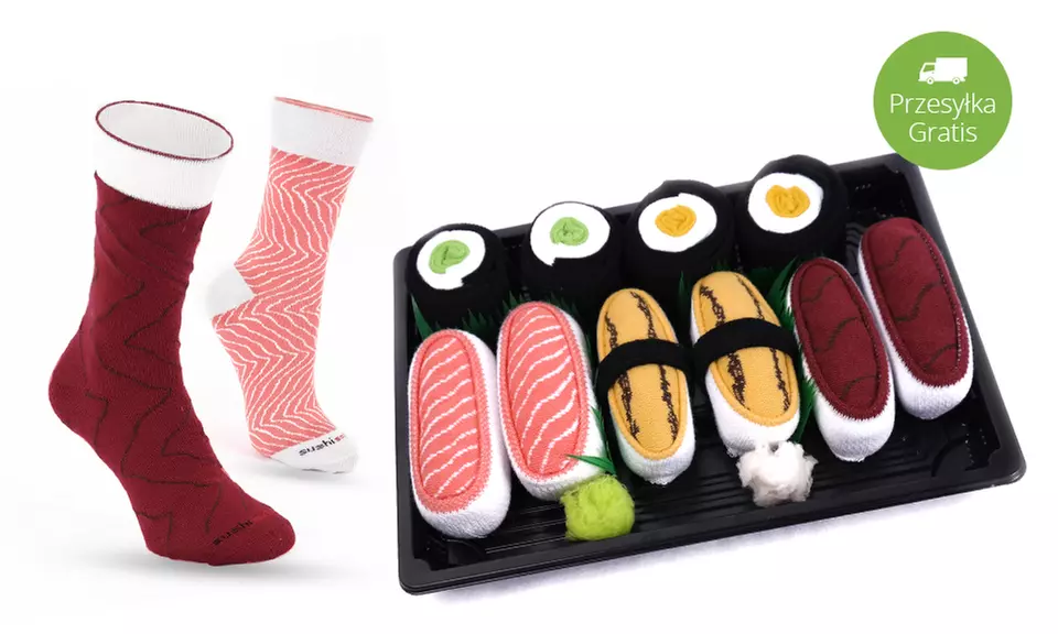 Od 39,99 zł: zestaw oryginalnych, bawełnianych skarpetek Sushi Socks Box – 5 zestawów w 2 rozmiarach - Primary Image