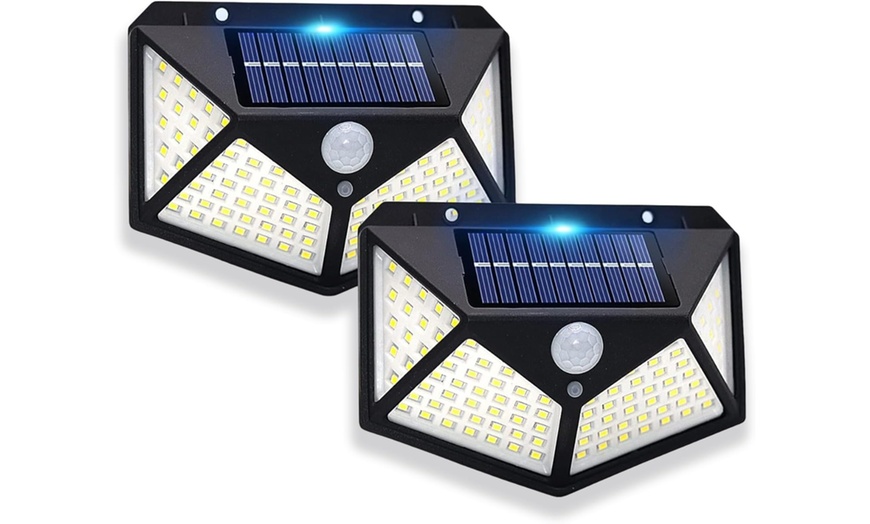 Image 2: Upto Six Motion Sensor 100 or 112 LED Bright White Solar Light