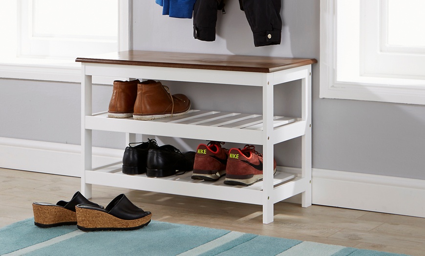 Image 2: Storage Bench + Coat Hook Unit