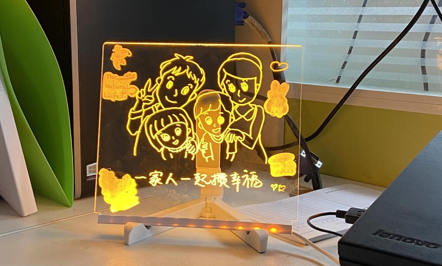 Image 2: LED Erasable Drawing Board with 7 Pens