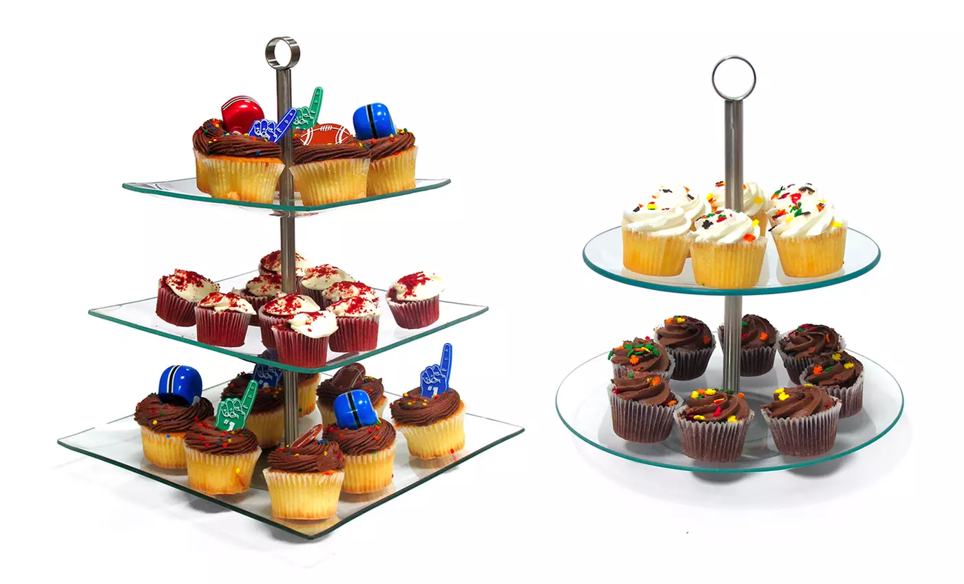 2- or 3-Tier Glass Cupcake Stand or Rotating Dessert Stand from $8.99–$11.99. Free Returns. - Primary Image