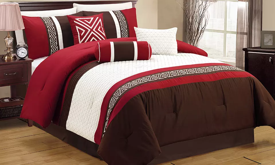Luxury Color-Block Embroidered Comforter Set (7-Piece) - Second Medium