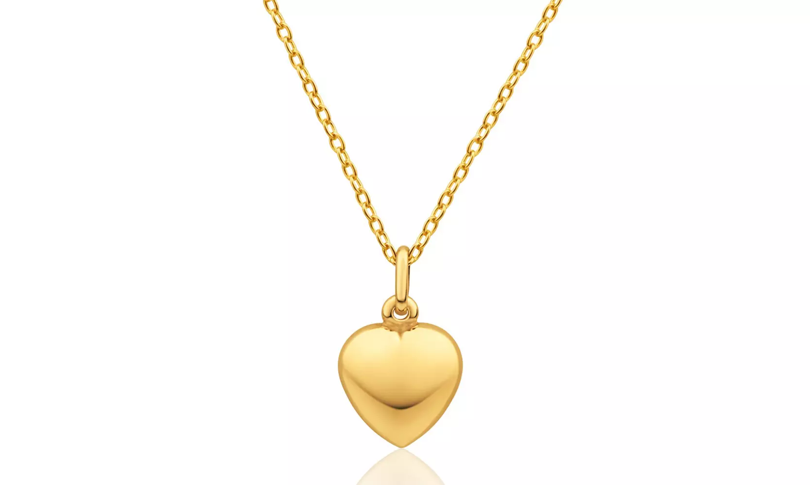 14K Solid Gold Puff Heart Pendant - Primary Image