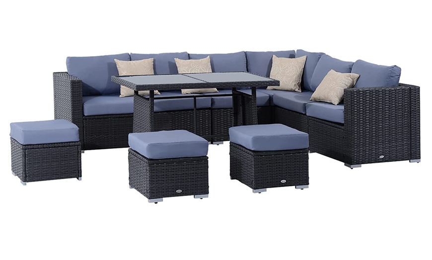 Image 3: Outsunny Ten-Piece Rattan-Effect Furniture Set