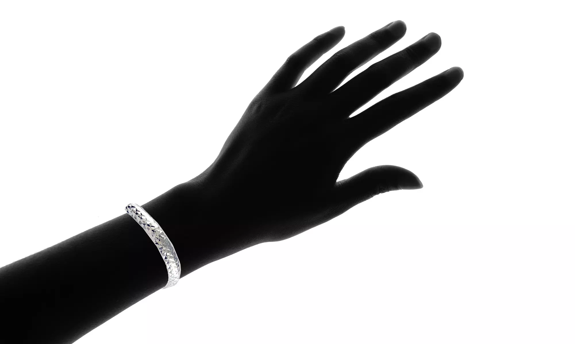 Solid Sterling Silver Diamond Cut Bangles - Second Medium