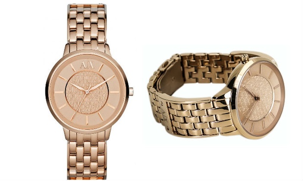 armani exchange women's rose gold watch