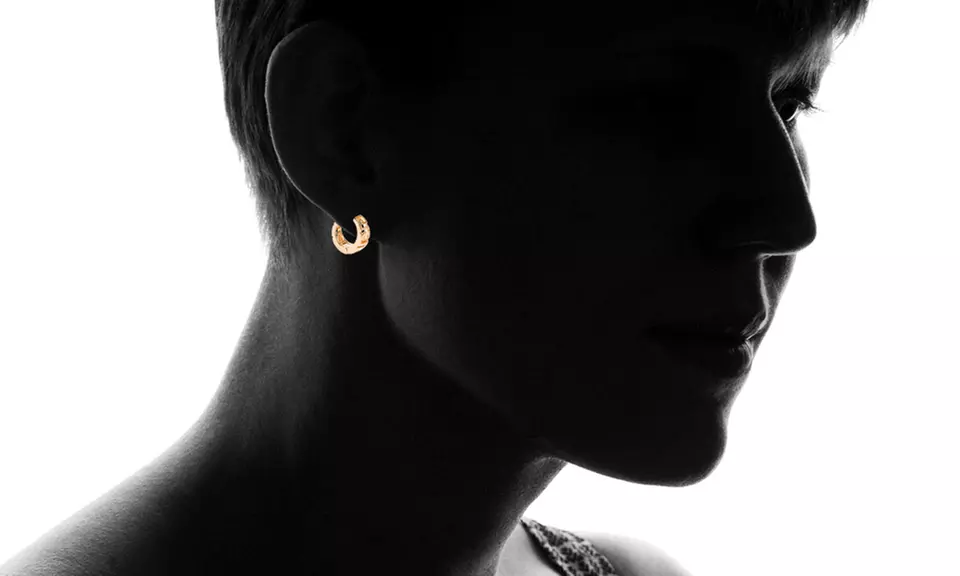 18K Gold Plated Cut-Out Huggie Earrings - Second Medium