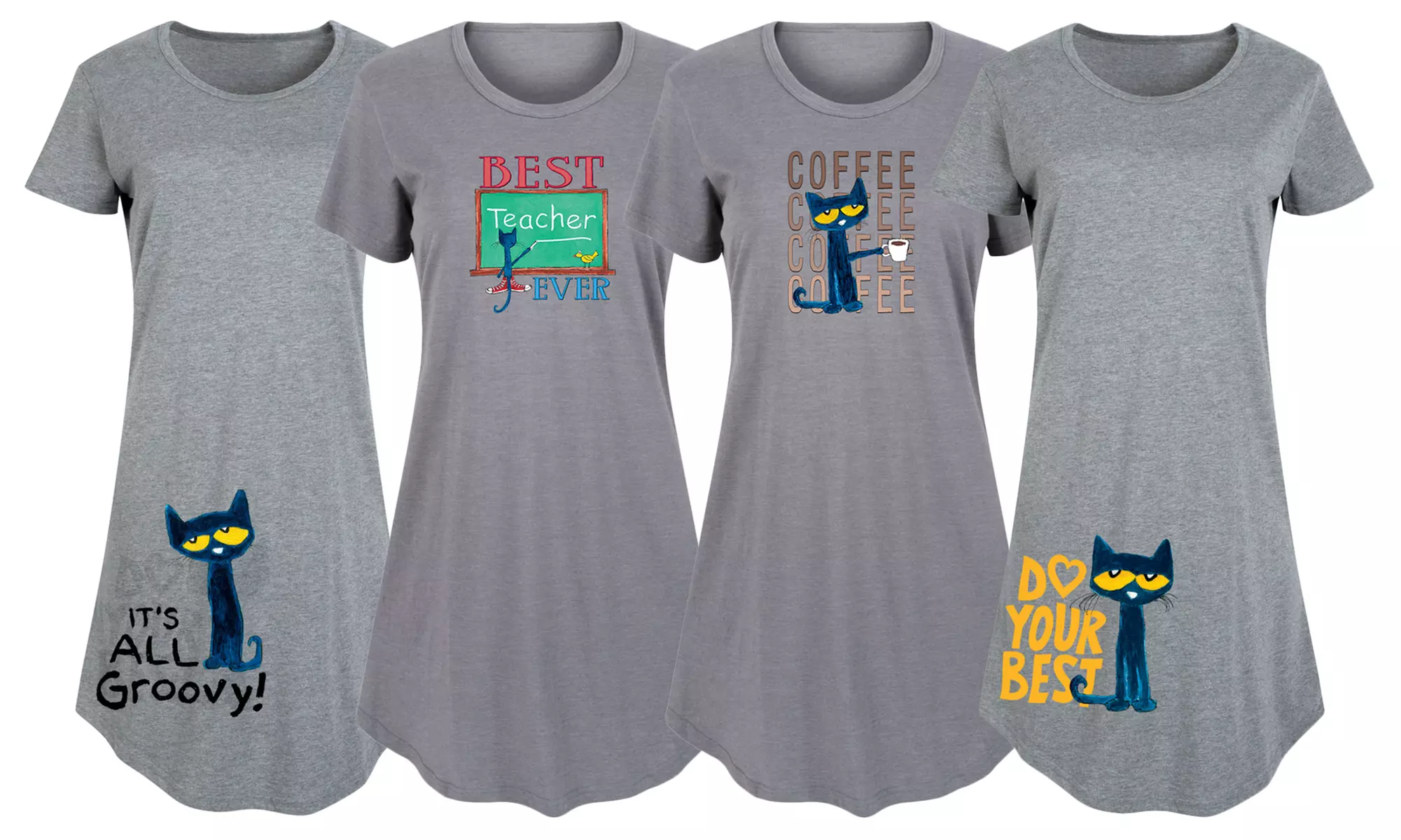 Instant Message: Licensed Pete the Cat Casual Shift Dress. Plus Sizes Available. - Primary Image