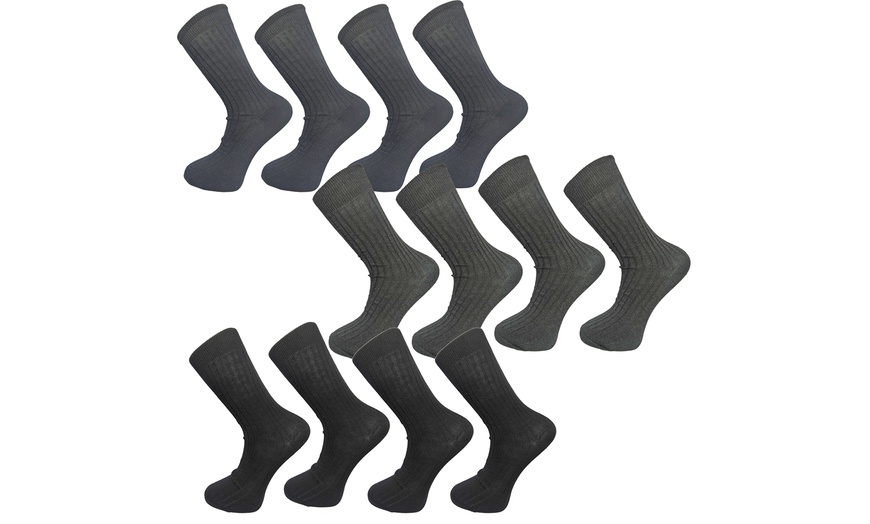 Image 1: 12-Pack of Men's Ribbed Socks