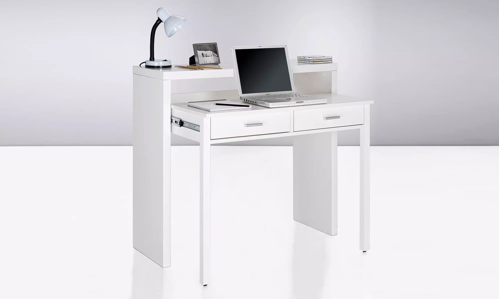 Two-Drawer Extendable Console Desk in White Gloss for £79.99 With Free Delivery (78% Off) - Image 3