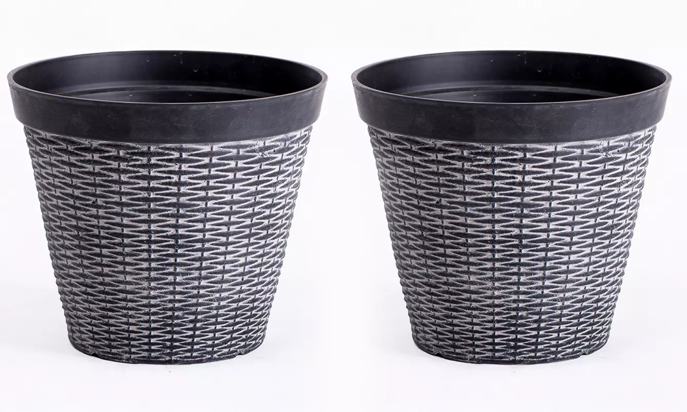 One or Two Rattan Effect Planter Pot