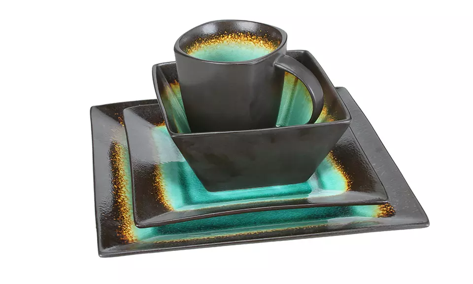 Haus by Kalorik Earthtone Square Dinnerware Set (16 Pieces) - Second Medium