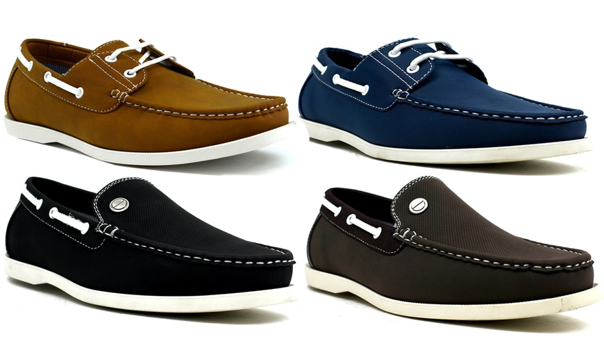 Image 1: Men's Slip-On Boat Shoes