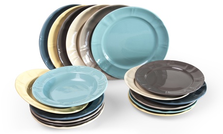 Servizio da tavola composto da 18 piatti Multicolor Country Chic Excelsa
