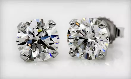 One-Third-Carat or Half-Carat Diamond Stud Earrings in 14-Karat White Gold from Diamond Connects (Up to 84% Off) - Primary Image