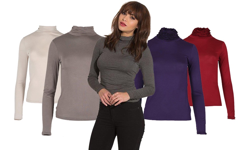 Image 1: 2-Pack of Ladies' Roll Neck Tops