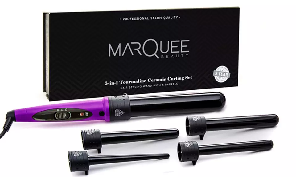 Marquee Beauty 5-in-1 Ceramic Clipless Hair Curling Kit (6-Piece) - Second Medium