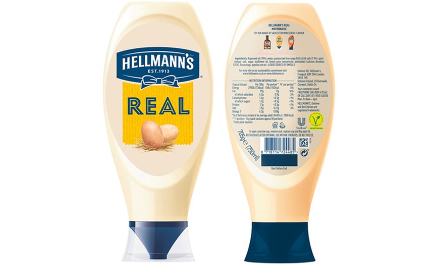 Image 2: Hellmann's Real Squeezy Mayonnaise 750ml Three-Pack