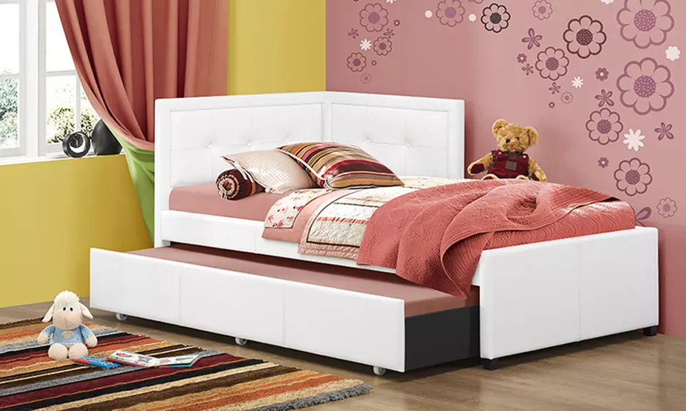 Frankfort Corner Trundle Bed in White or Brown - Second Medium