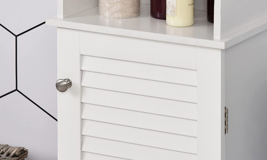 Image 4: HomCom Tall Bathroom Storage Cabinet