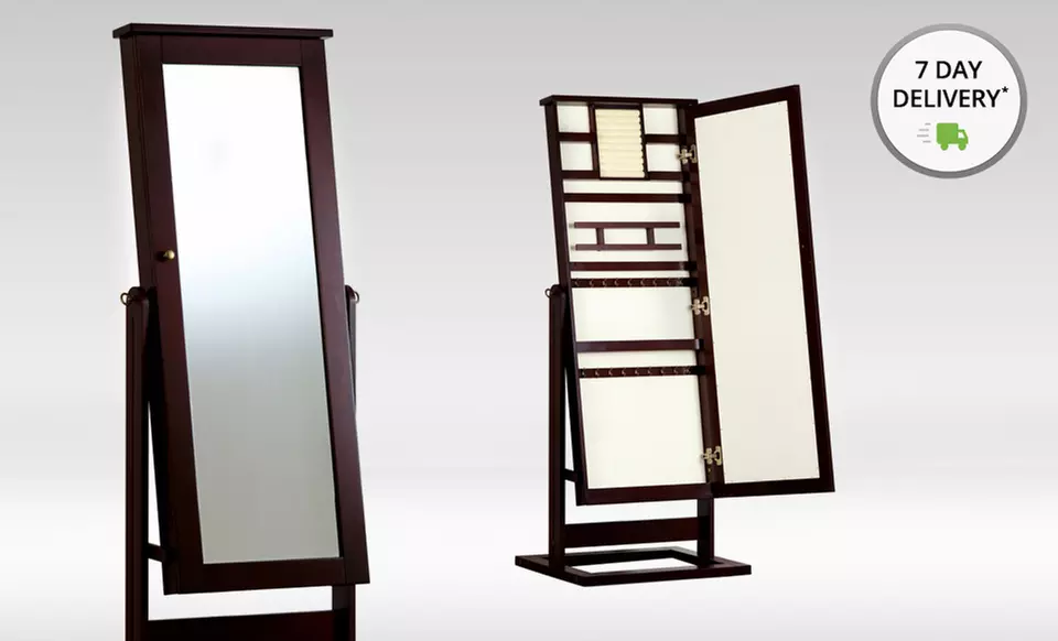 Hives and Honey Standing Cheval Jewelry Armoire with Mirror﻿  - Primary Image