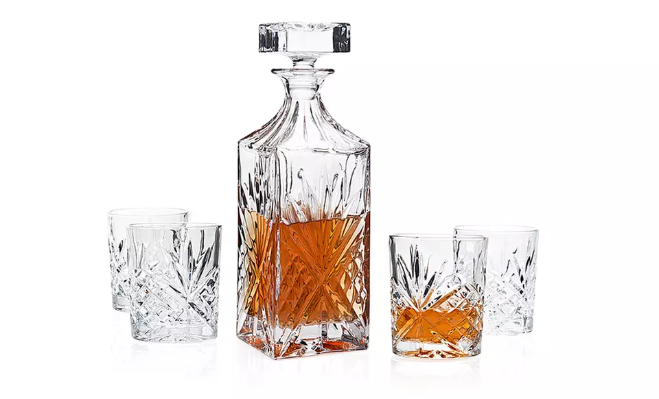 Dublin 5-Piece Crystal Whiskey Decanter Set - Primary Image