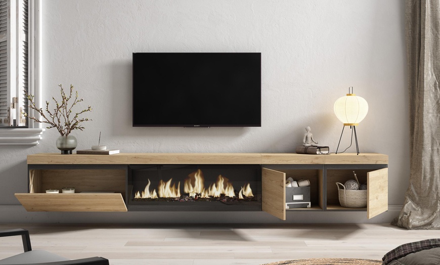 Image 3: Mueble TV '' Cozy'' con Chimenea Eléctrica XXL opcional y almacenaje