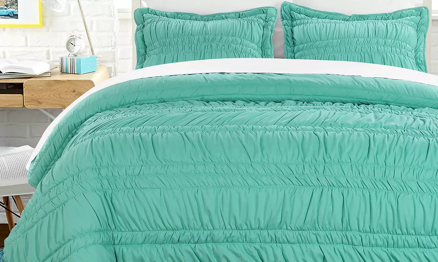 Drake Juvi Pleat and Ruffle Quilt Set - Primary Image