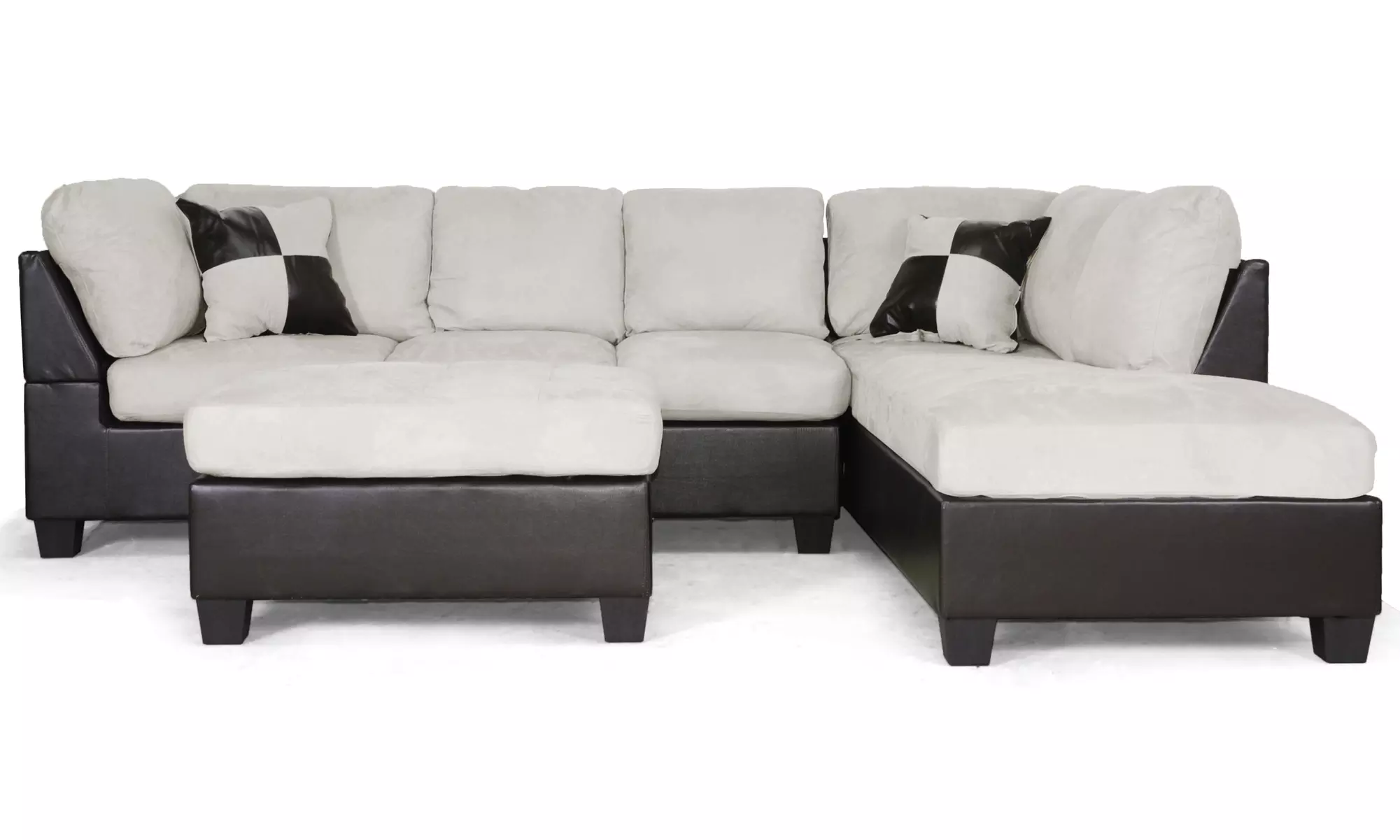 Mancini 2-Tone Sectional Sofa with a Right-Facing Chaise and Ottoman - Second Medium