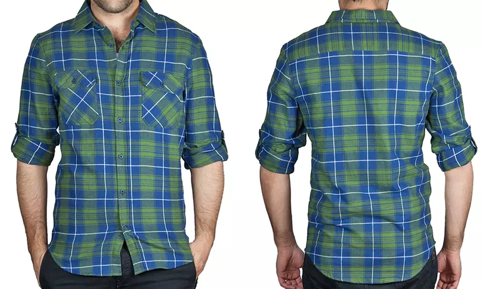 Clearance: Straightfaded Men's Plaid Flannel Shirts - Second Medium