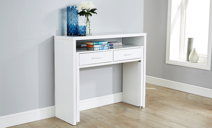 Image 7: 2-Drawer Extendable Console/Desk