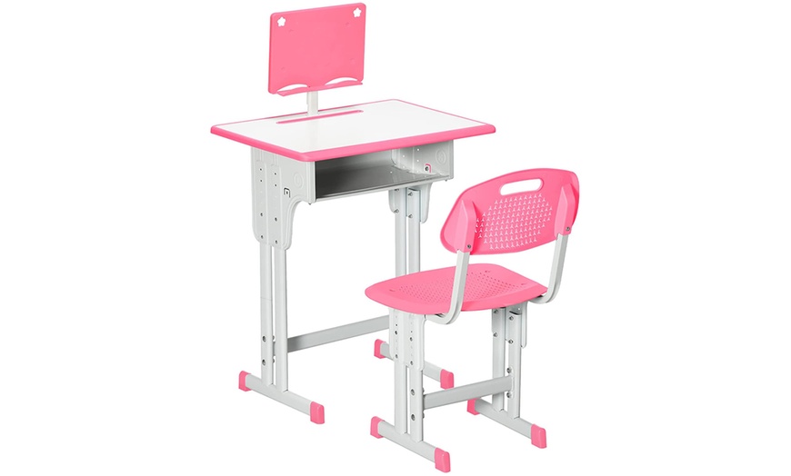 Image 1: Homcom Kid's Desk and Chair Set