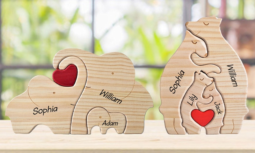 Image 1: Create a Personalized Wooden Family Puzzle with Your Names! 