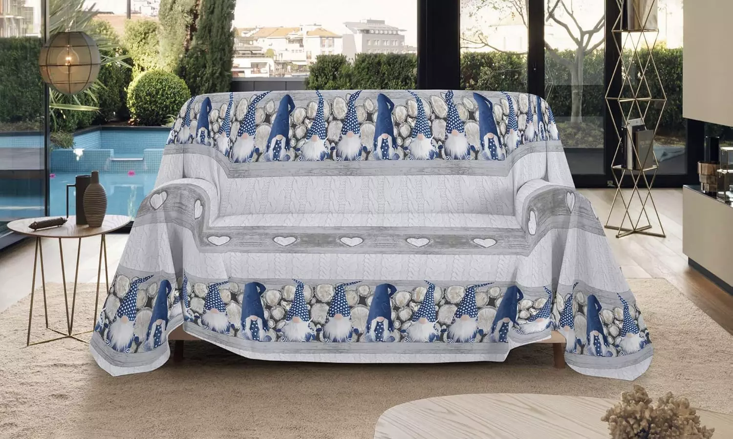 Überwurfdecke mit Zwergmotiv