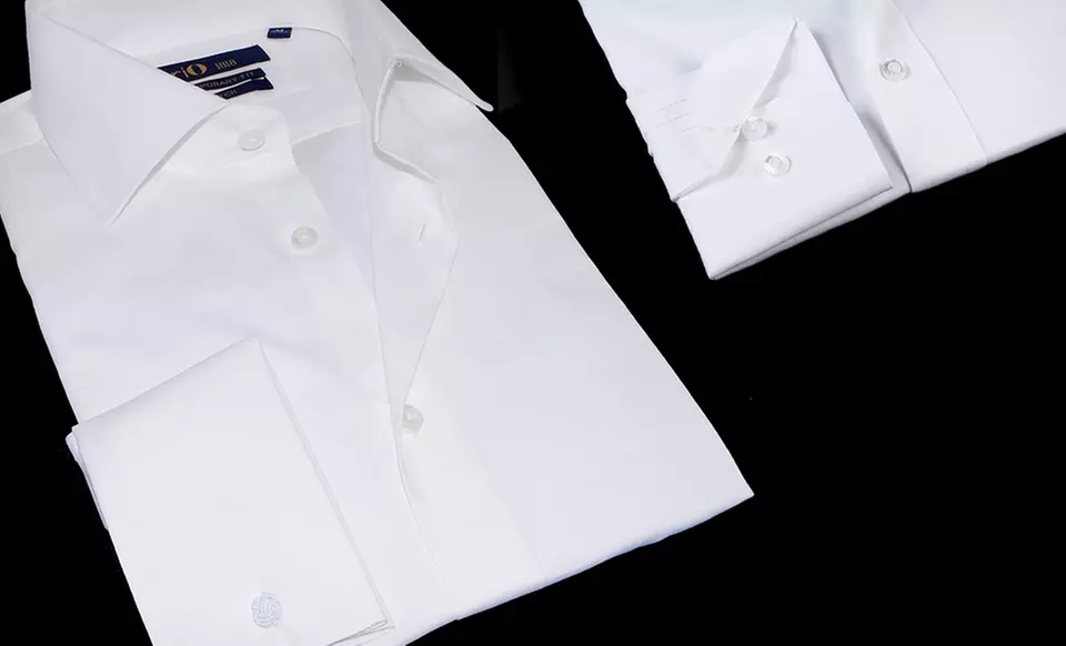 $26.99 for a Brio Men’s White Dress Shirt ($180 List Price). Multiple Styles Available. Free Shipping and Returns. - Primary Image