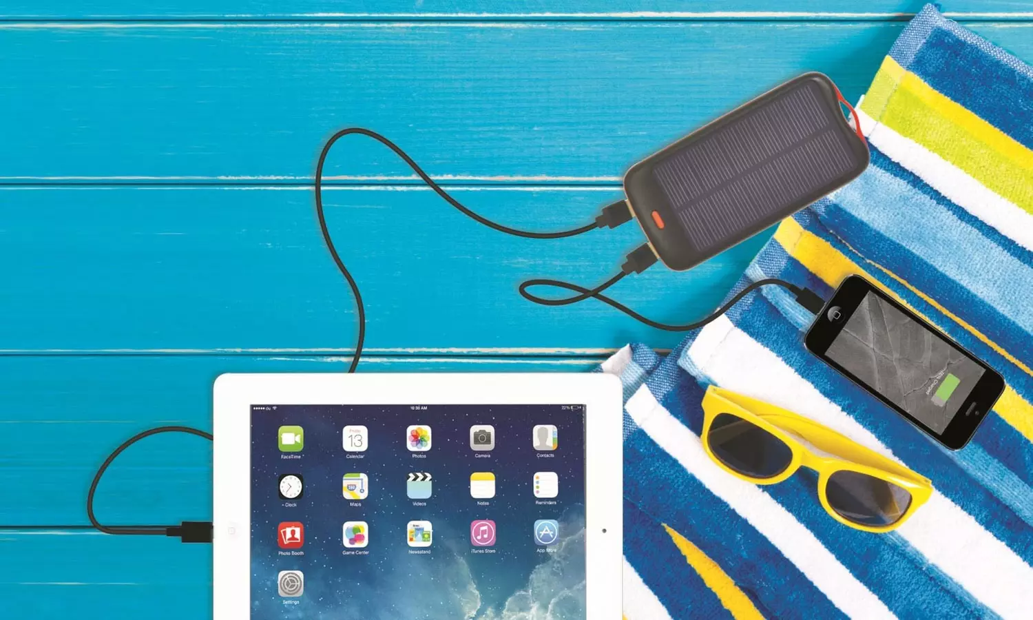 Voltix 13,600mAh Solar-Powered Dual-USB External Battery Charger - Primary Image