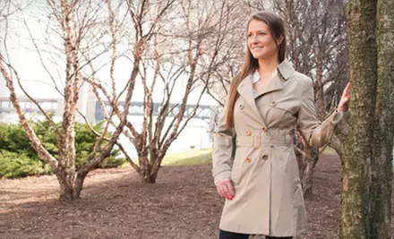 $35 for a Women's Cotton Trench Coat in Cherry, Cobalt, or Tan ($99 Value) - Primary Image