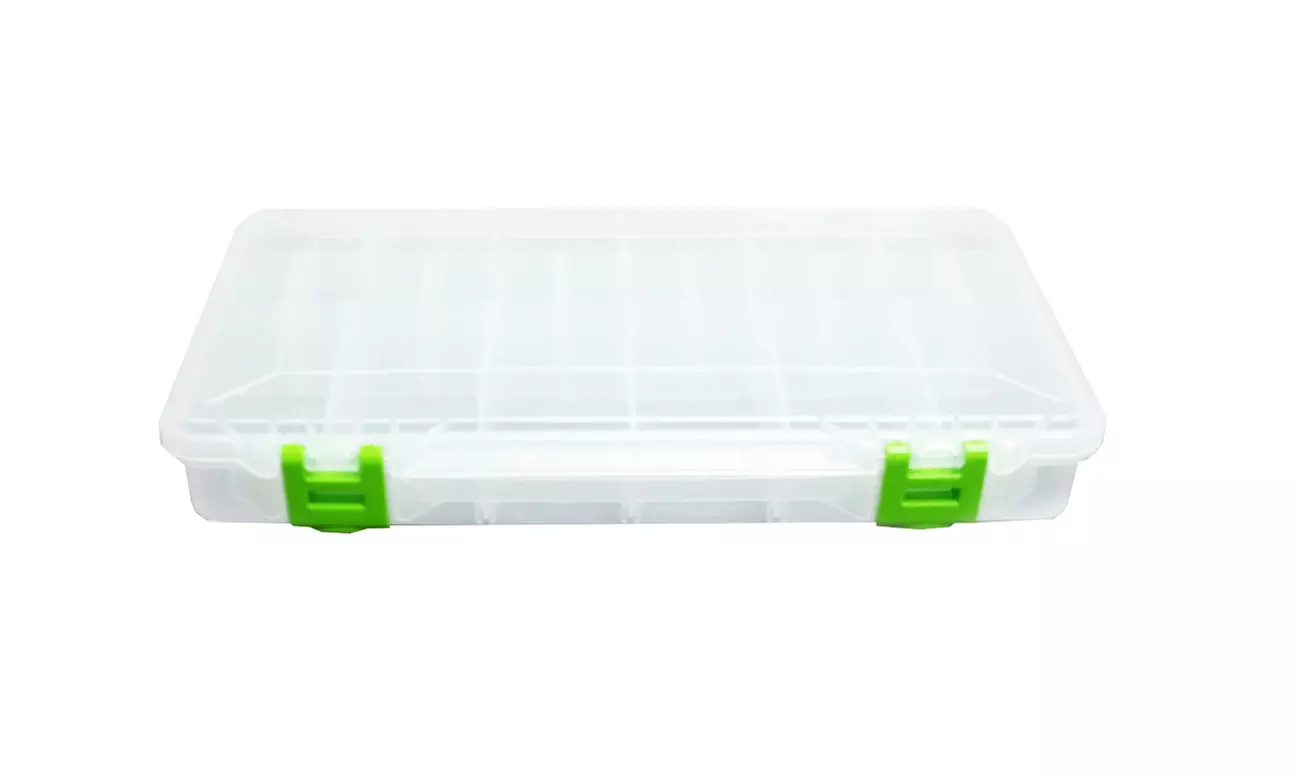 Clear Plastic Storage Box with Adjustable Compartments - Primary Image