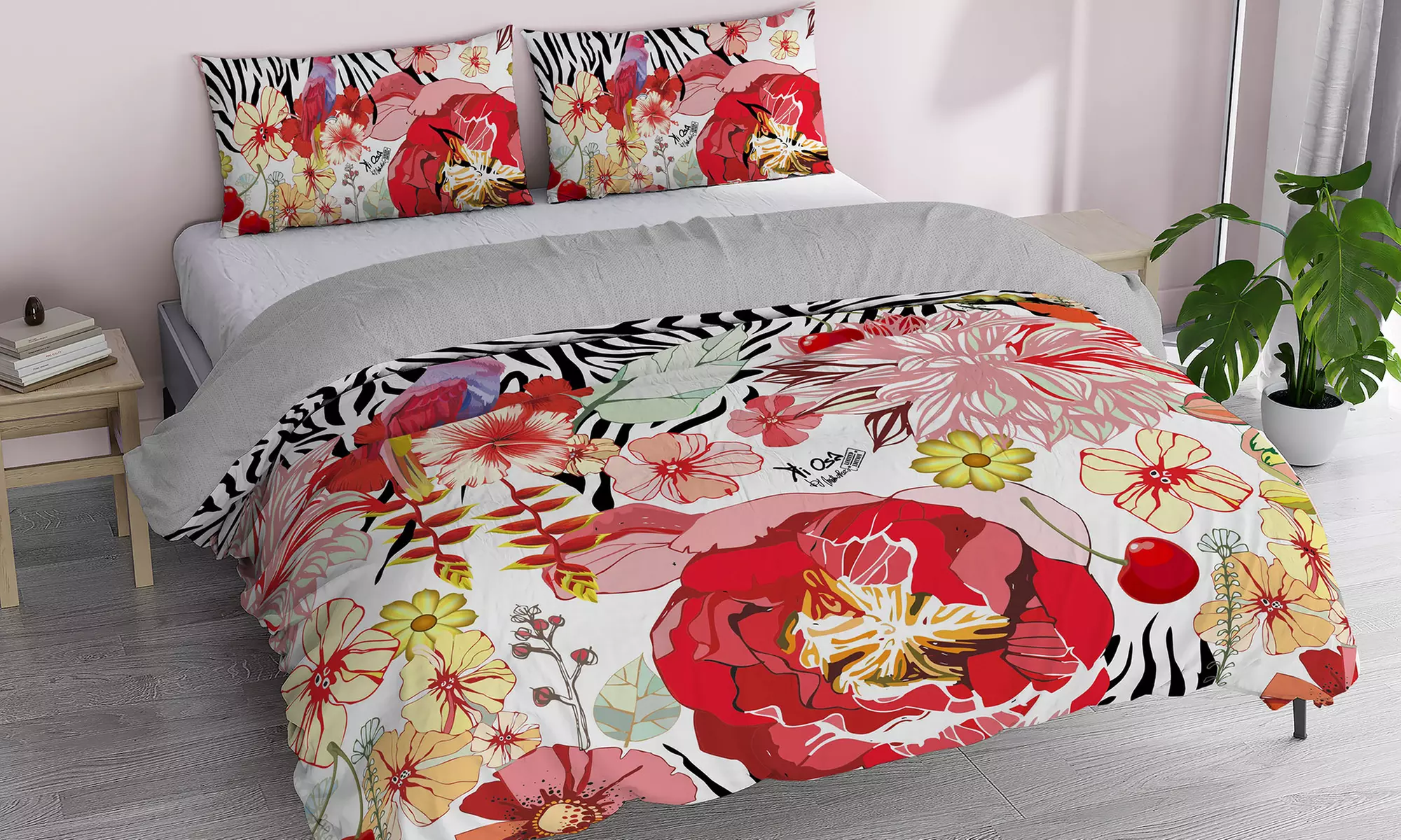 Parure copripiumino Kiosa in stampa digitale