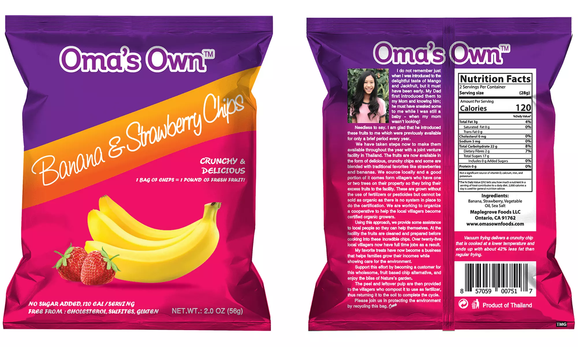 Oma's Own Variety Pack Fruit Chips (Gluten-Free, Cholesterol-Free, Trans Fat-Free) 2 Oz. Packs (12-Count) - Second Medium
