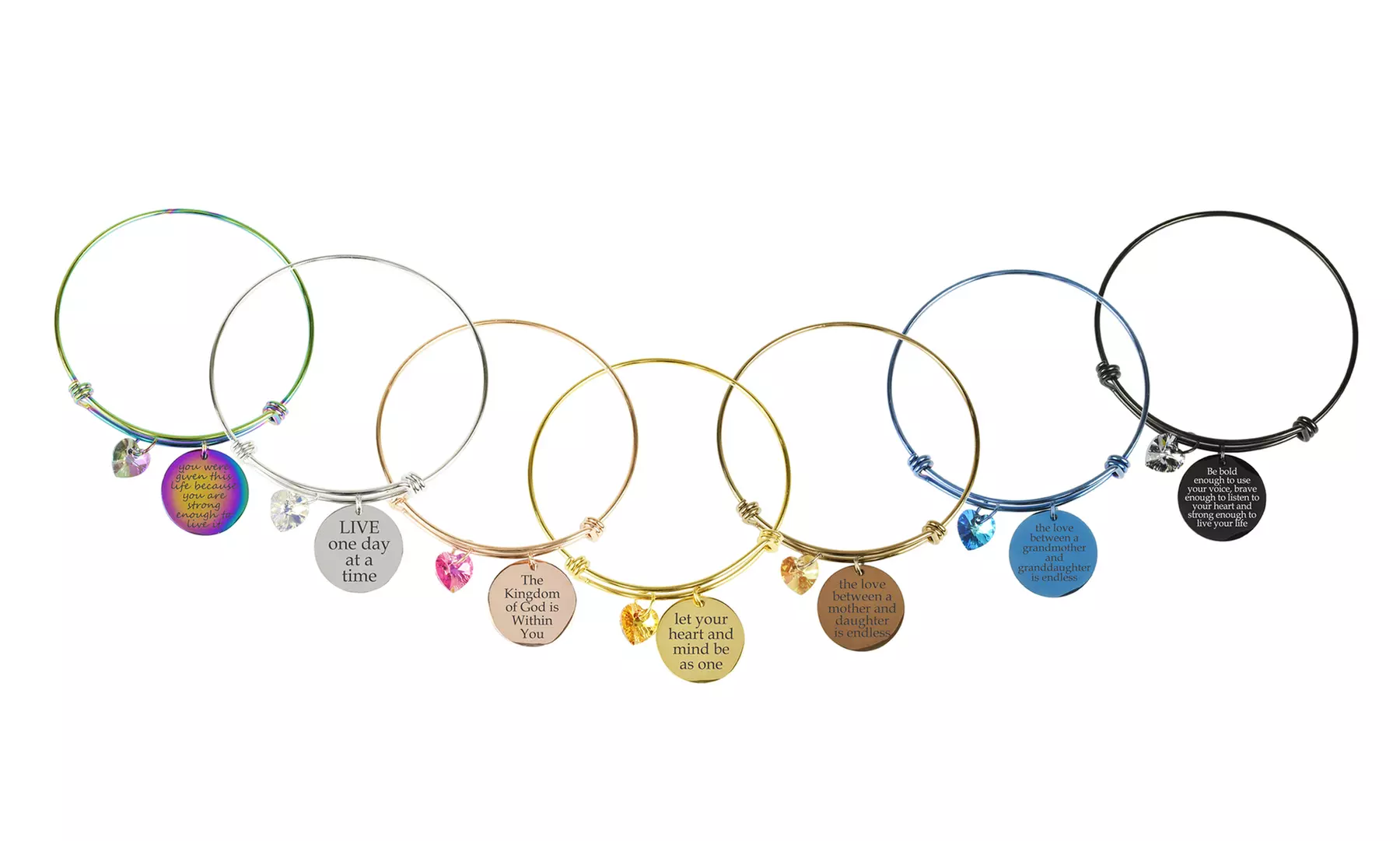 Pink Box Inspirational Expandable Wire Bangle Made With Swarovski (Multiple Options) - Primary Image