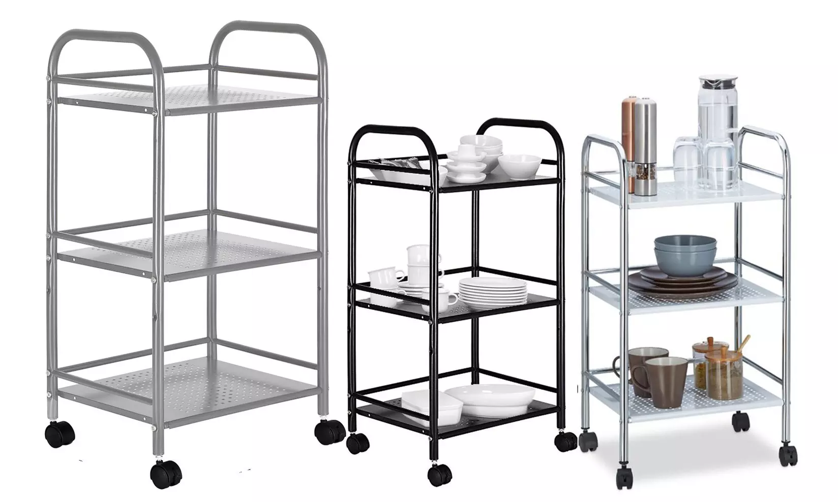 Desserte en métal 3 étagères avec roues pivotantes 360 ° - Primary Image