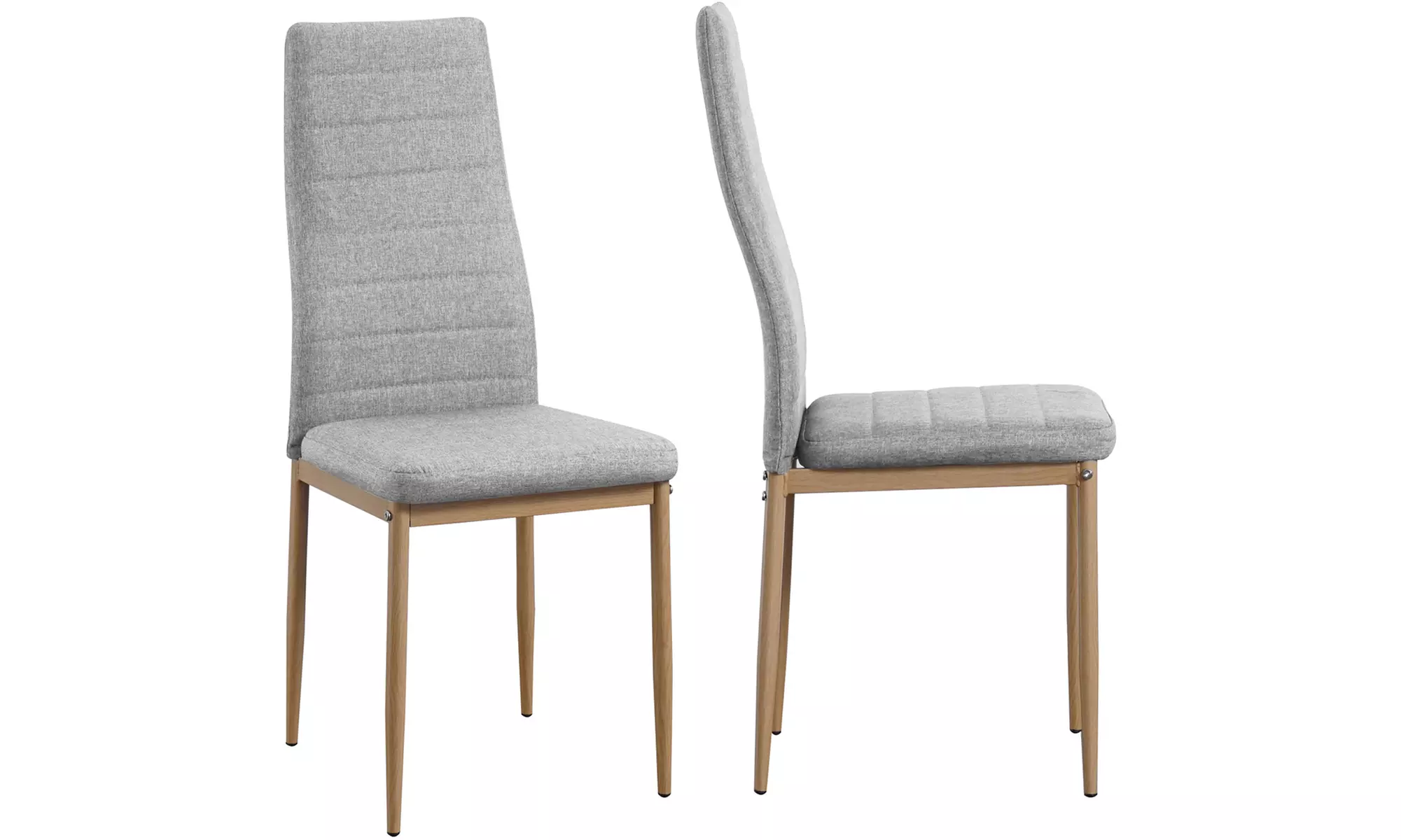 Silla moderna con asiento de tela y patas de metal, de Sampur