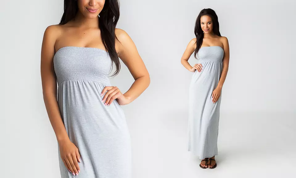 Women's Strapless Smocked Maxi Dress - Second Medium